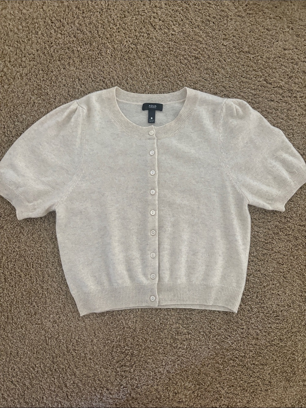 Aqua Cashmere- Short-Sleeve Button-Front Cardigan